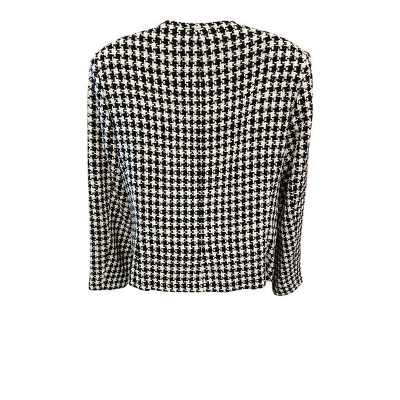 Sparkle houndstooth black shiny shaket full zip blazer vintage dress barn sz 10 - Picture 3 of 9
